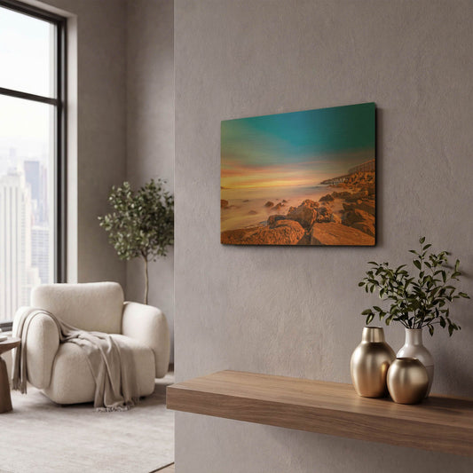 'Low Shoals View' By Chris Moyer Gold Metal Wall Art