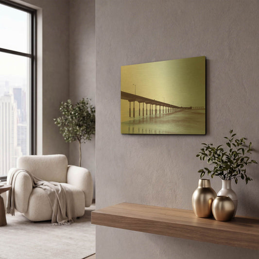 'Pier Tone' By Chris Moyer Gold Metal Wall Art