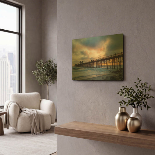 'Oceanside Drama' By Chris Moyer Gold Metal Wall Art