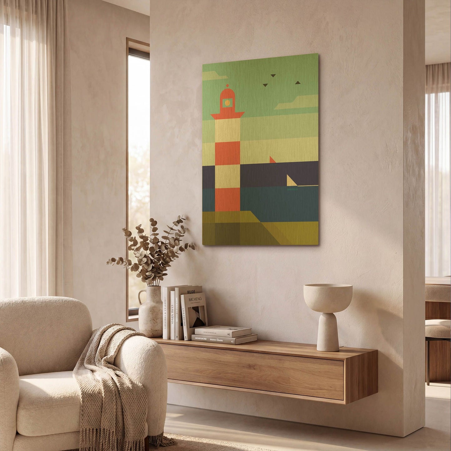 'Lighthouse' By Antony Squizzato Gold Metal Wall Art