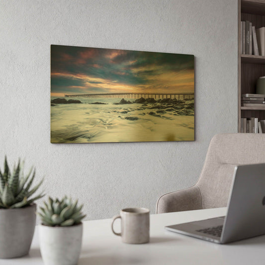 'Goleta Night' By Chris Moyer Gold Metal Wall Art