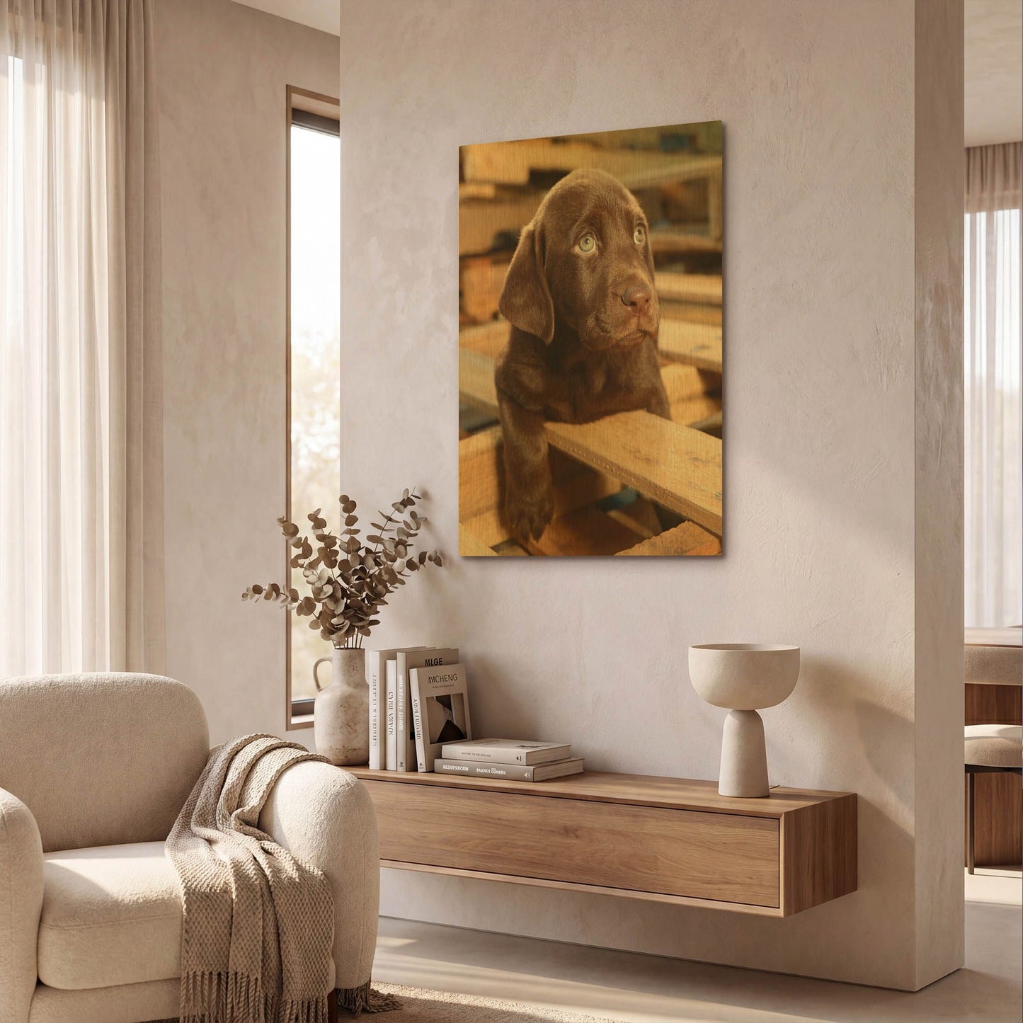 'Bryce Puppy' By Mike Jones Gold Metal Wall Art