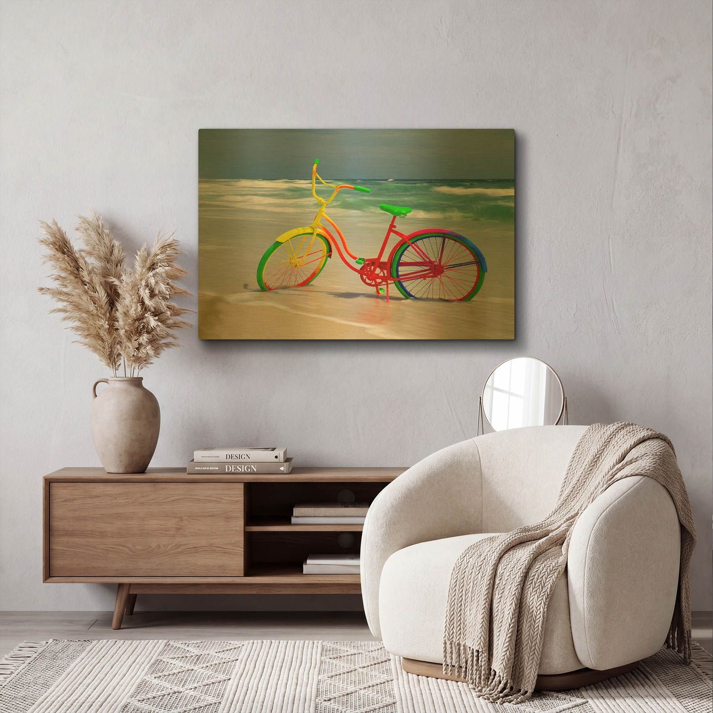 'Rainbow Bike' By Mike Jones Gold Metal Wall Art