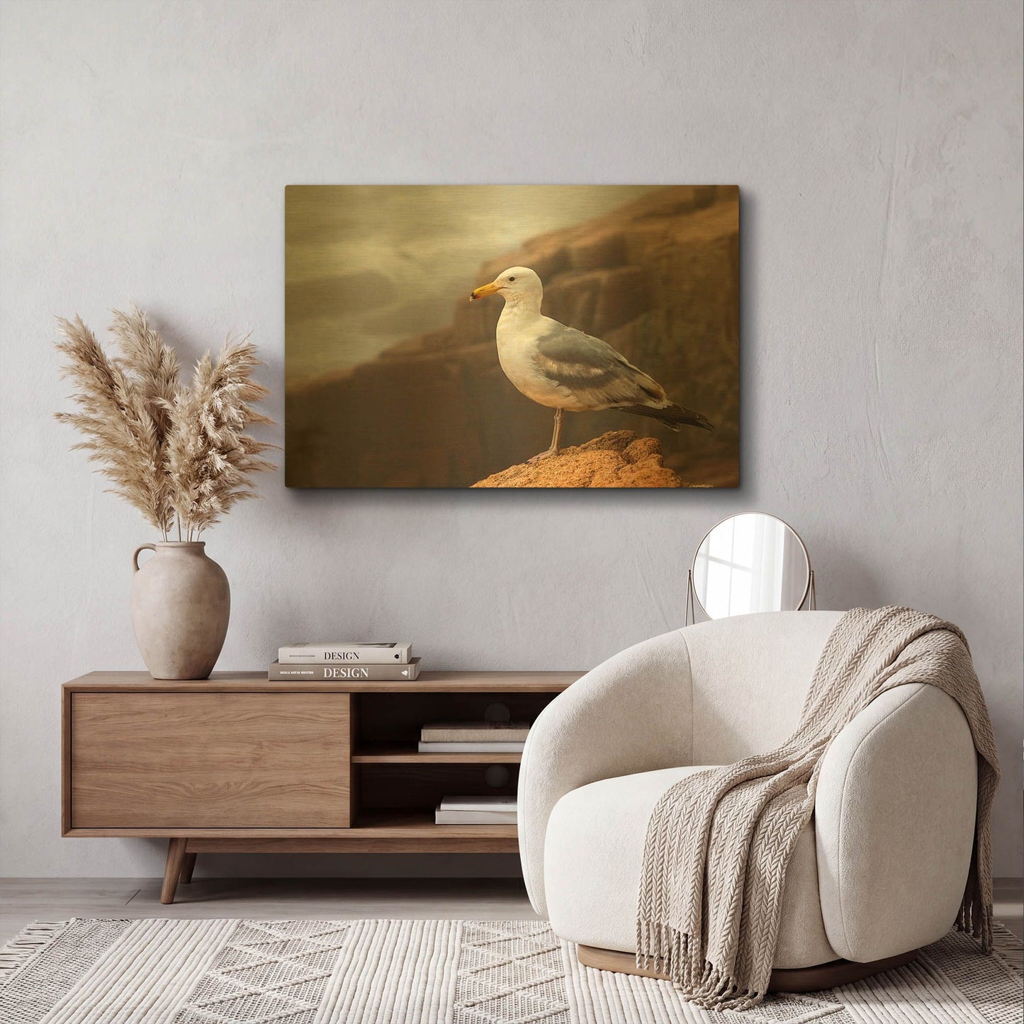 'Seagull' By Mike Jones Gold Metal Wall Art