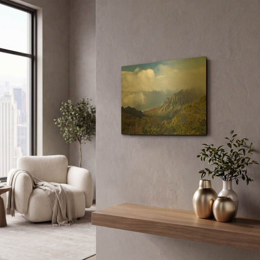 'Kauai Kalalou Canyon' By Mike Jones Gold Metal Wall Art
