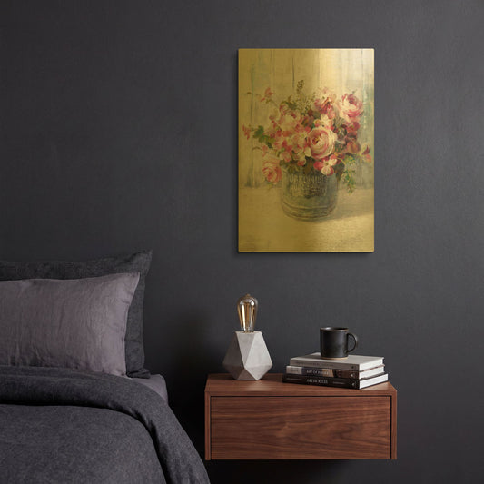 'Garden Blooms I' By Danhui Nai Gold Metal Wall Art