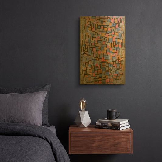 'Composizione, 1916' By Piet Mondrian Gold Metal Wall Art