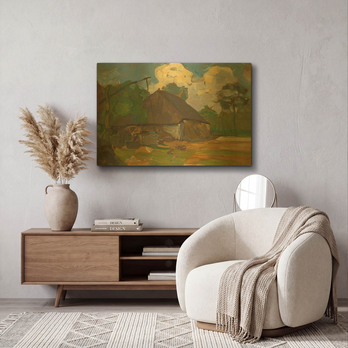 'Farm Building With Well In Daylight, 1907' By Piet Mondrian Gold Metal Wall Art