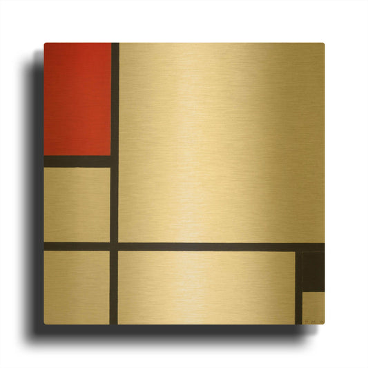 'Composition No.I, Avec Rouge Et Noir, 1929' By Piet Mondrian Gold Metal Wall Art