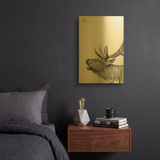 'Deer' By Clean Nature Gold Metal Wall Art