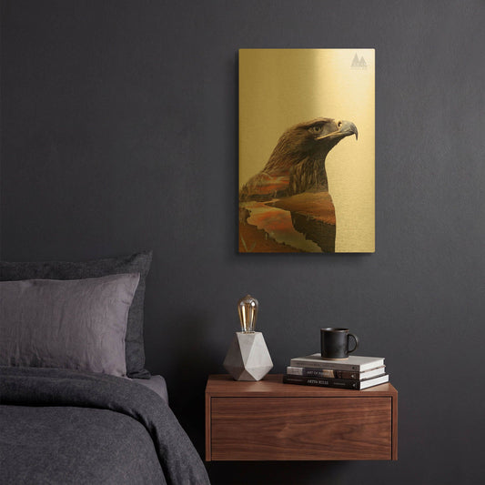 'Eagle' By Clean Nature Gold Metal Wall Art