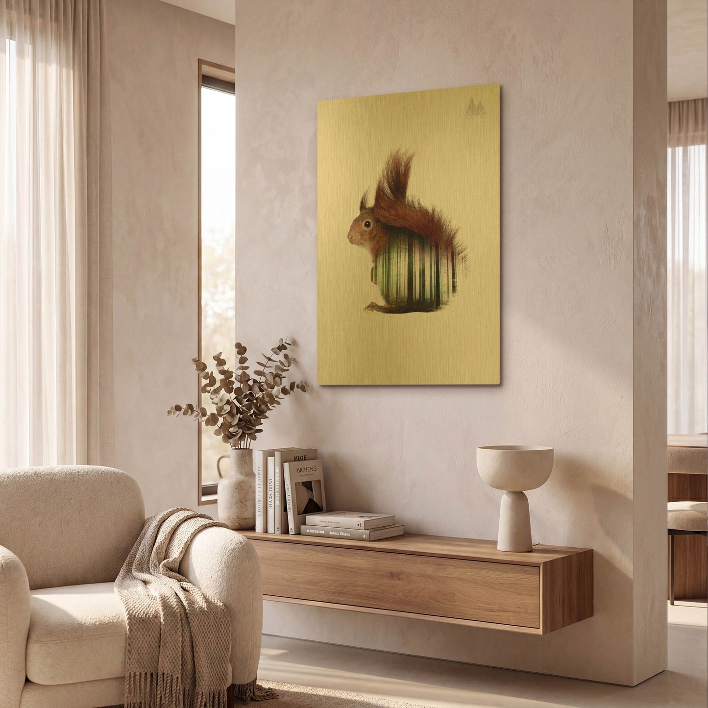 'Squirrel' By Clean Nature Gold Metal Wall Art