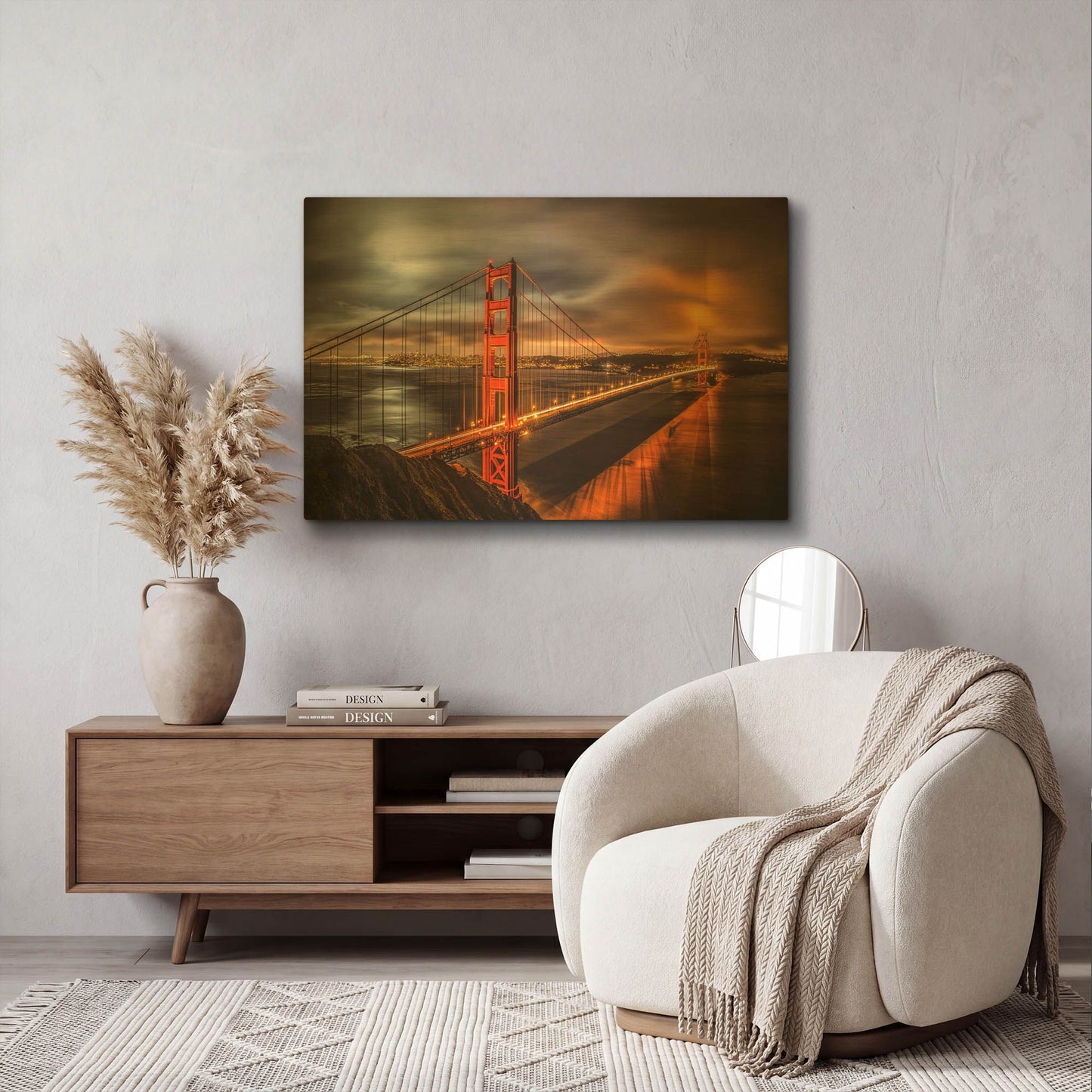 'Golden Gate Evening' By John Gavrilis Gold Metal Wall Art