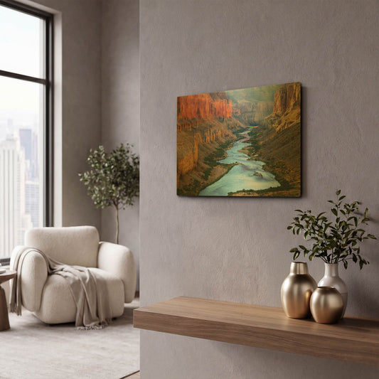 'Mile 52 Colorado River' By John Gavrilis Gold Metal Wall Art