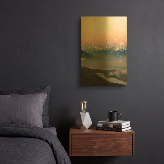 'Geo Mountain' By GeoMania Gold Metal Wall Art
