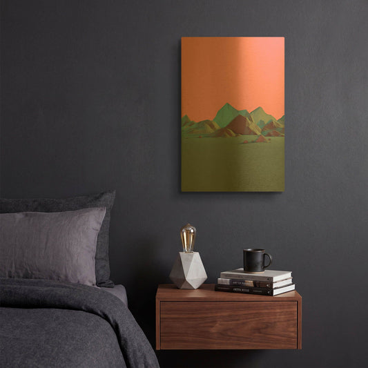 'Low Poly Mountain 6' By GeoMania Gold Metal Wall Art