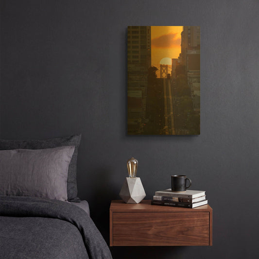 'Lombard Street Cable Car' By Bruce Getty Gold Metal Wall Art