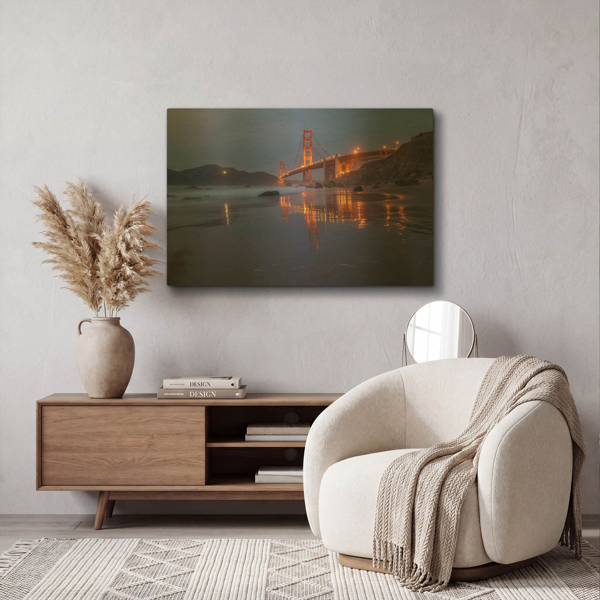 'Reflection Marshall Beach' By Bruce Getty Gold Metal Wall Art