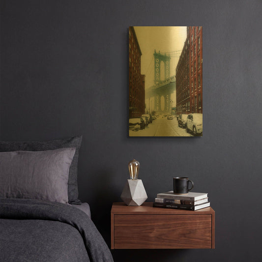 'The New York Blizzard' By Bruce Getty Gold Metal Wall Art