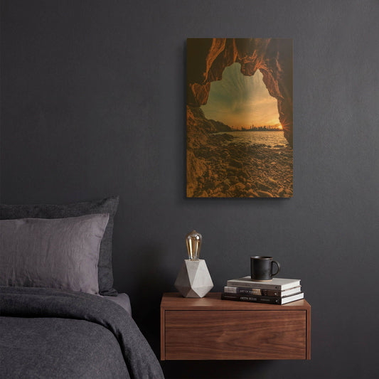 'Treasure Island Cave' By Bruce Getty Gold Metal Wall Art