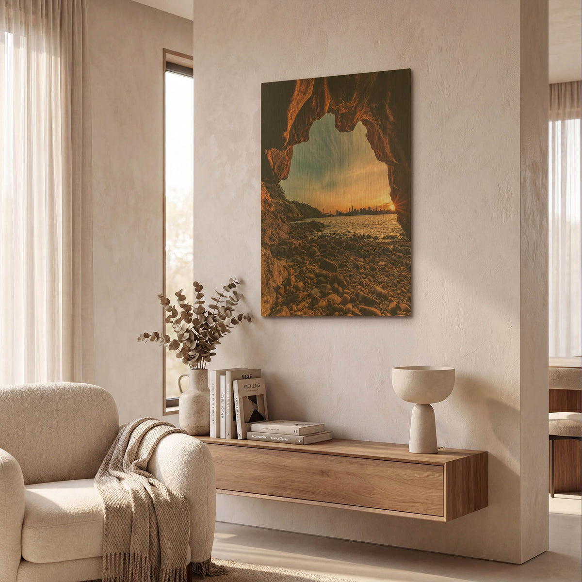 'Treasure Island Cave' By Bruce Getty Gold Metal Wall Art