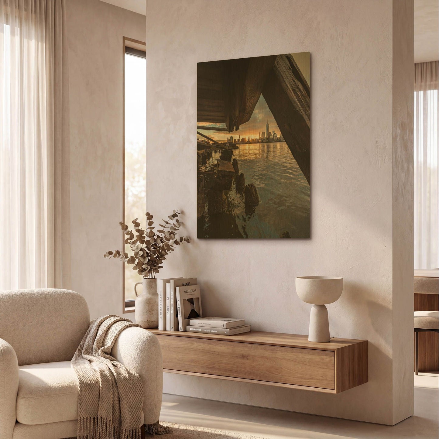 'Under the Pier' By Bruce Getty Gold Metal Wall Art