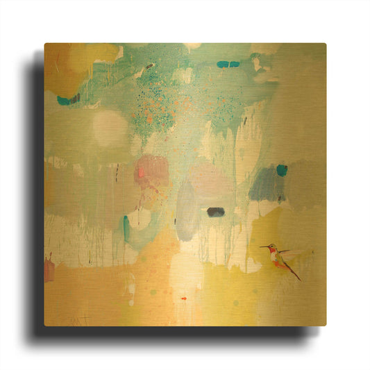'Hummingbird at Home 2' By Anthony Grant Gold Metal Wall Art