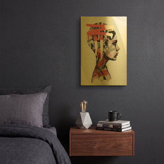 'Zeta' By Giulio Lurissevich Gold Metal Wall Art