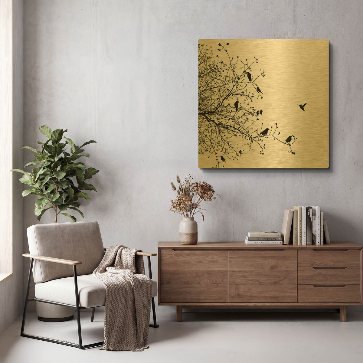 'Bird I' By GraphINC Gold Metal Wall Art