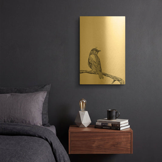 'Bird III' By GraphINC Gold Metal Wall Art
