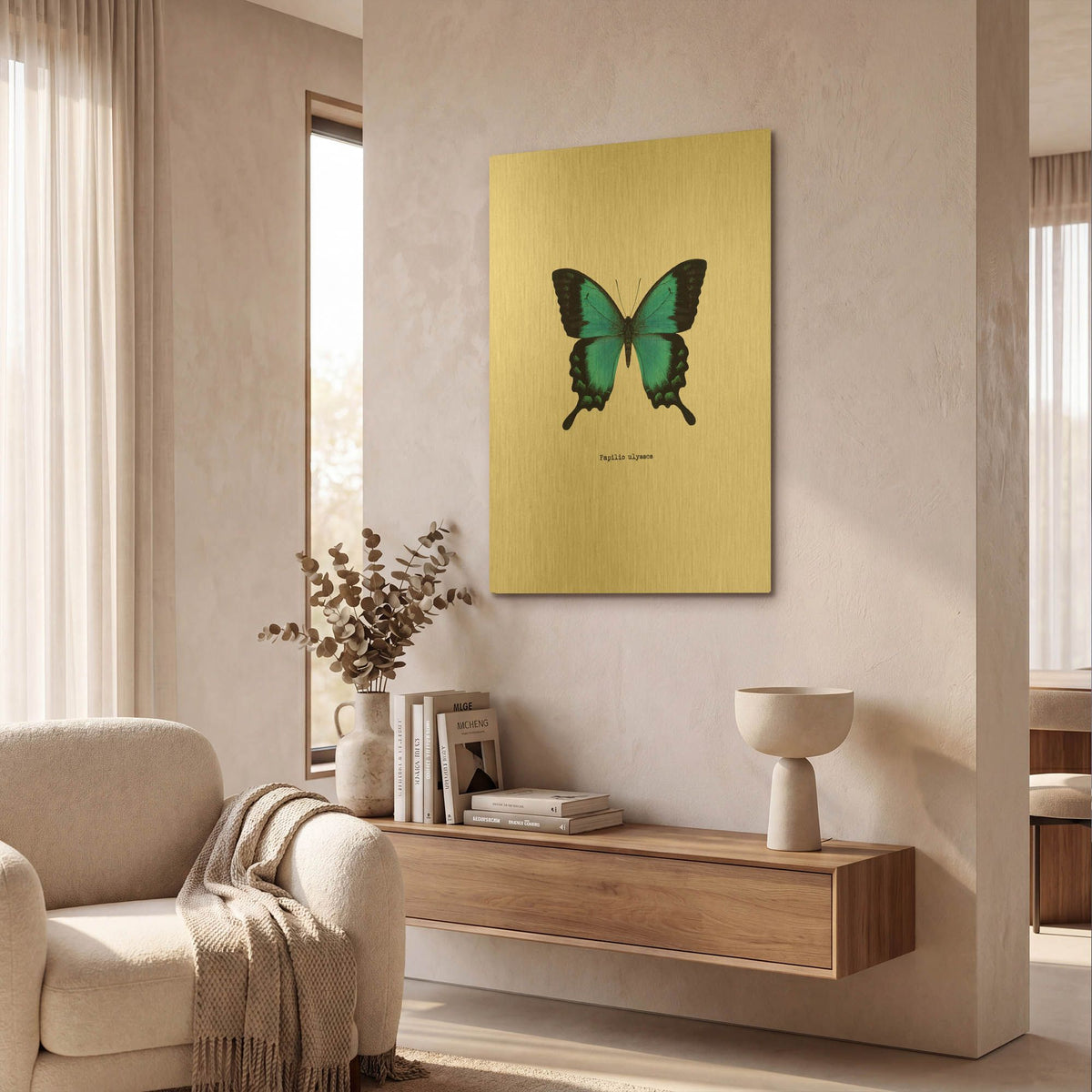 'Blue Butterfly' By GraphINC Gold Metal Wall Art