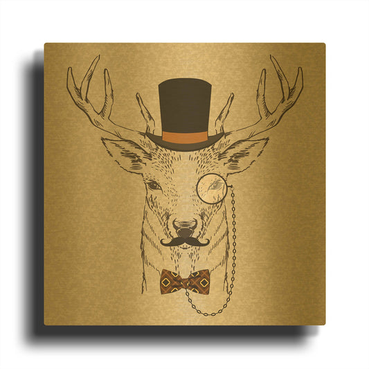 'Deer-man 2' By GraphINC Gold Metal Wall Art