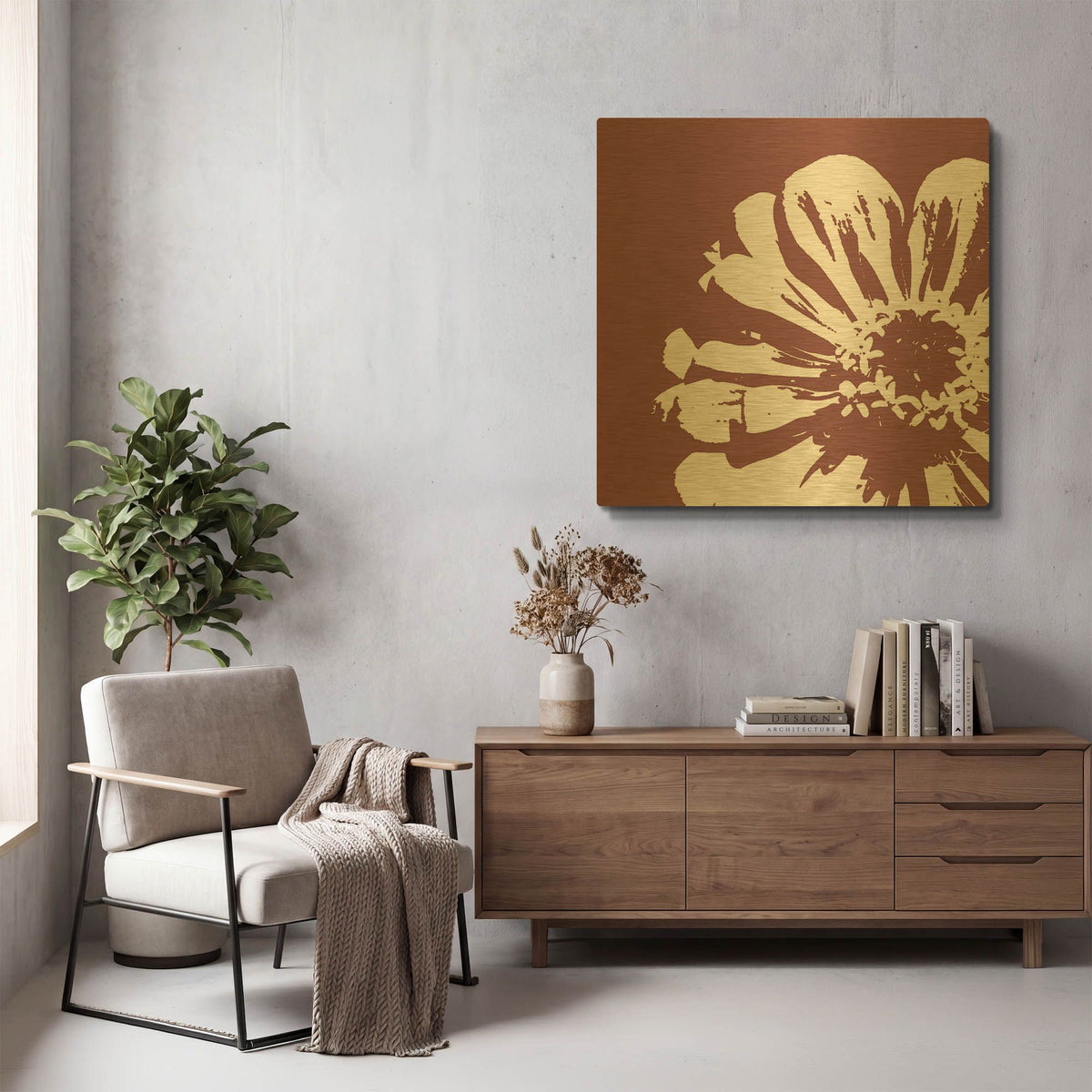 'Flower II' By GraphINC Gold Metal Wall Art