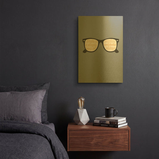 'Glasses' By GraphINC Gold Metal Wall Art