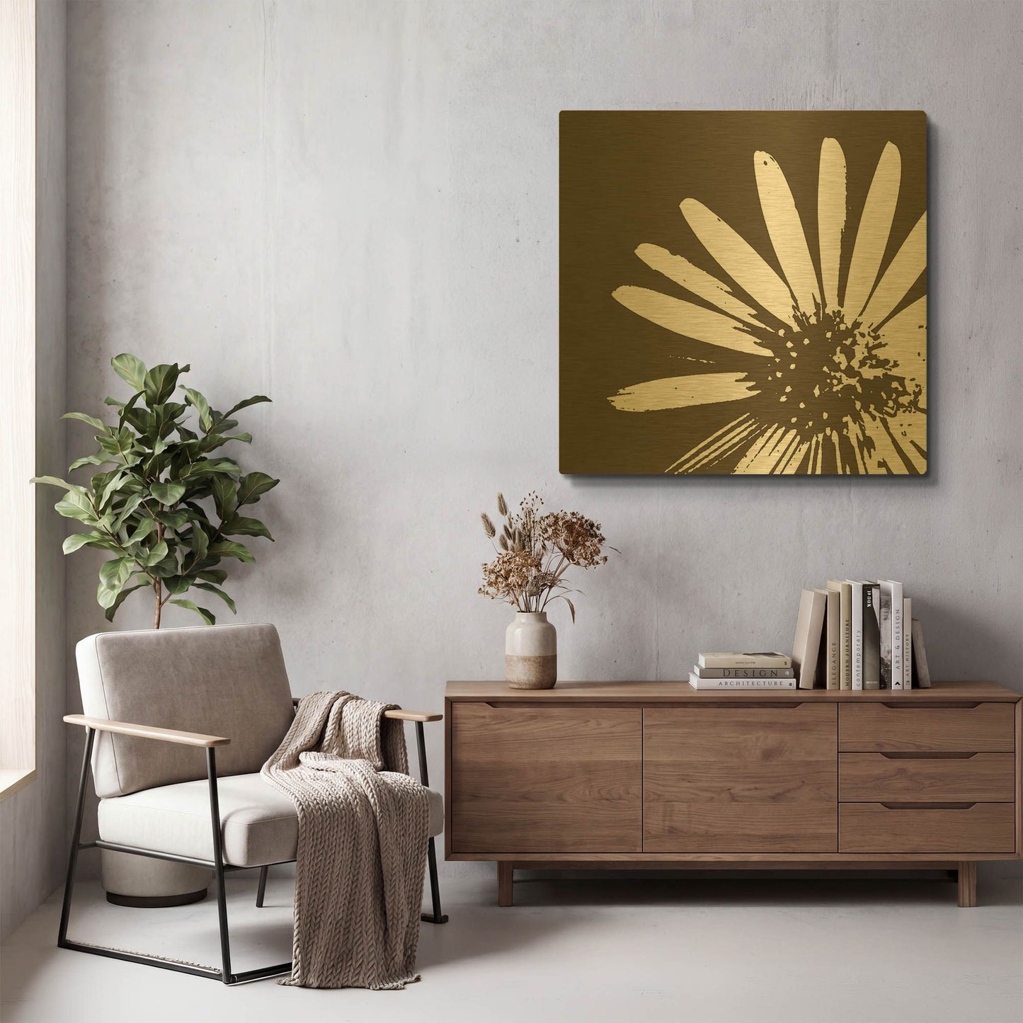 'Graphic Flower 2' By GraphINC Gold Metal Wall Art
