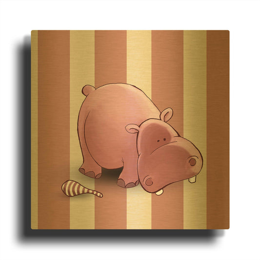 'Hippo Pink' By GraphINC Gold Metal Wall Art