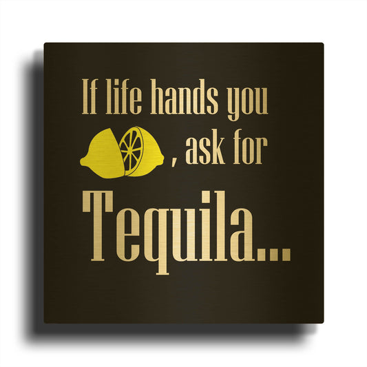 'If Life Hands You Lemons' By GraphINC Gold Metal Wall Art