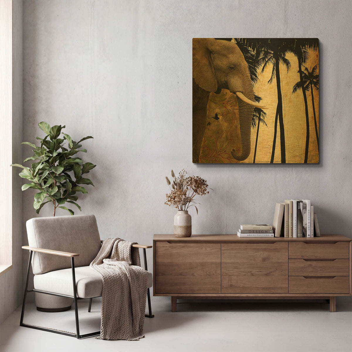 'Mighty Elephant 1' By GraphINC Gold Metal Wall Art