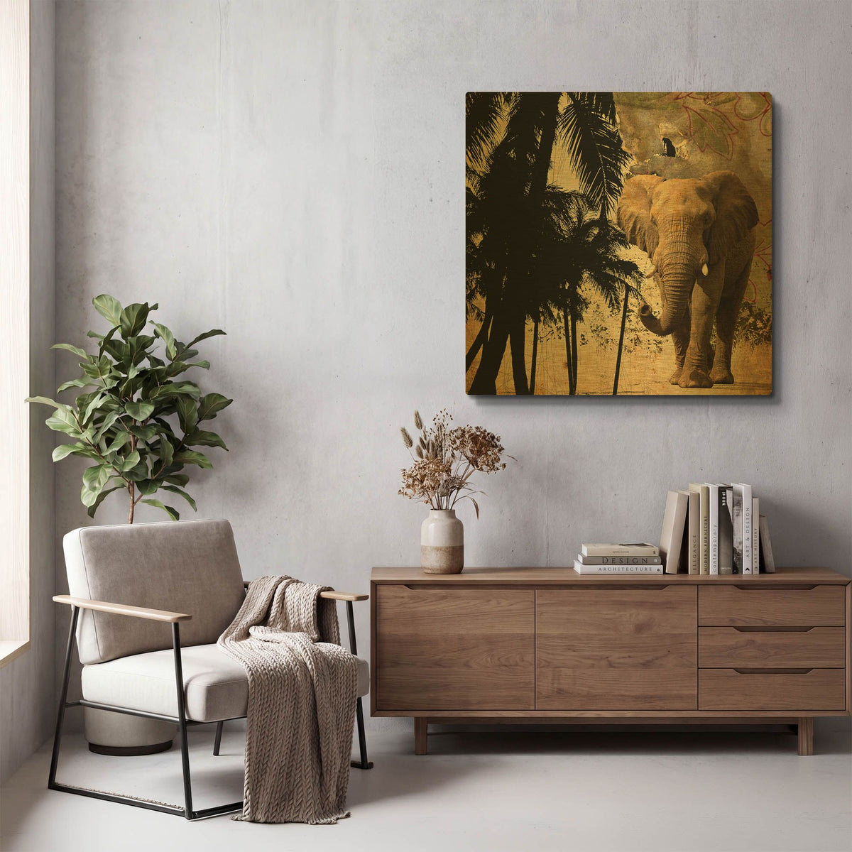 'Mighty Elephant 2' By GraphINC Gold Metal Wall Art