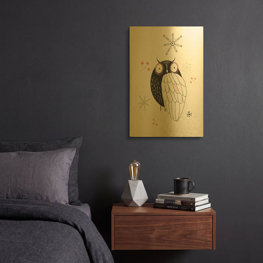 'Owl II' By GraphINC Gold Metal Wall Art