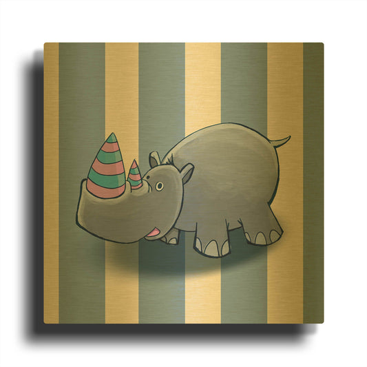 'Rhino' By GraphINC Gold Metal Wall Art
