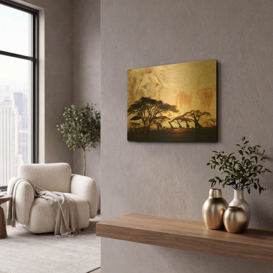 'Savanna' By GraphINC Gold Metal Wall Art