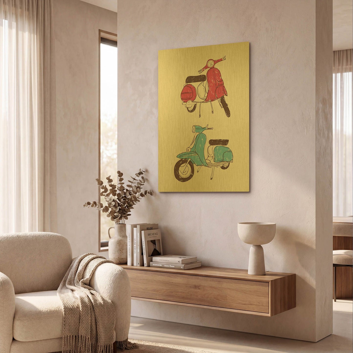 'Scooter II' By GraphINC Gold Metal Wall Art