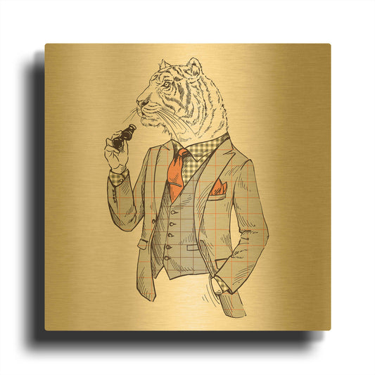 'Tiger-Man' By GraphINC Gold Metal Wall Art