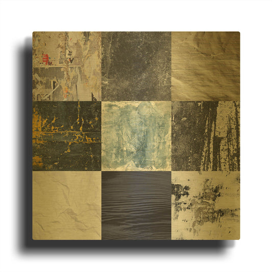 'Tiles Decor Blue Notes 1' By GraphINC Gold Metal Wall Art