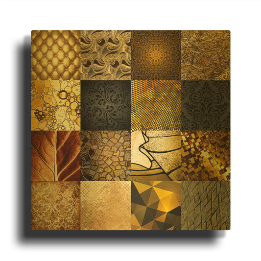 'Tiles Decor Gold' By GraphINC Gold Metal Wall Art