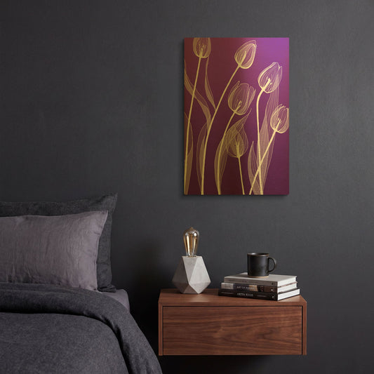 'X-ray Flowers Purple' By GraphINC Gold Metal Wall Art