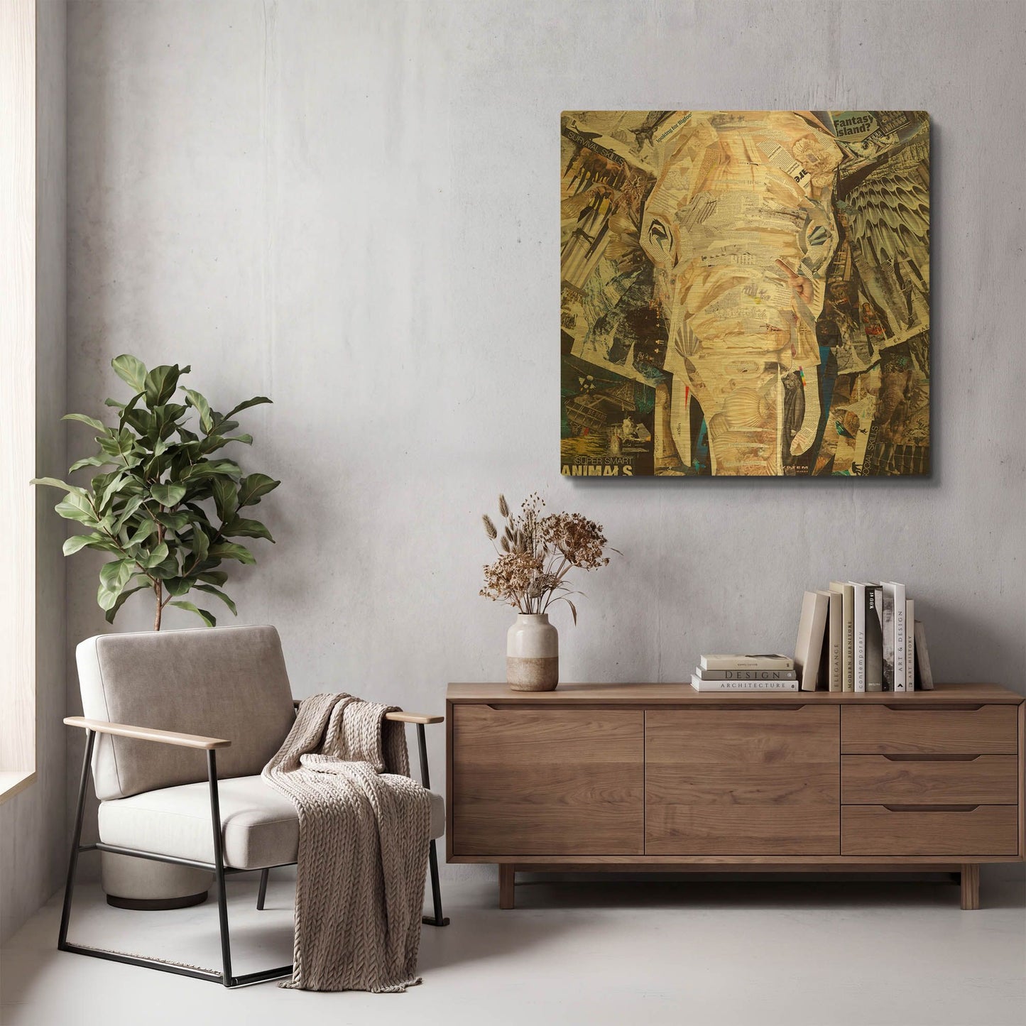 'Elephants Gaze' By Grey Gold Metal Wall Art