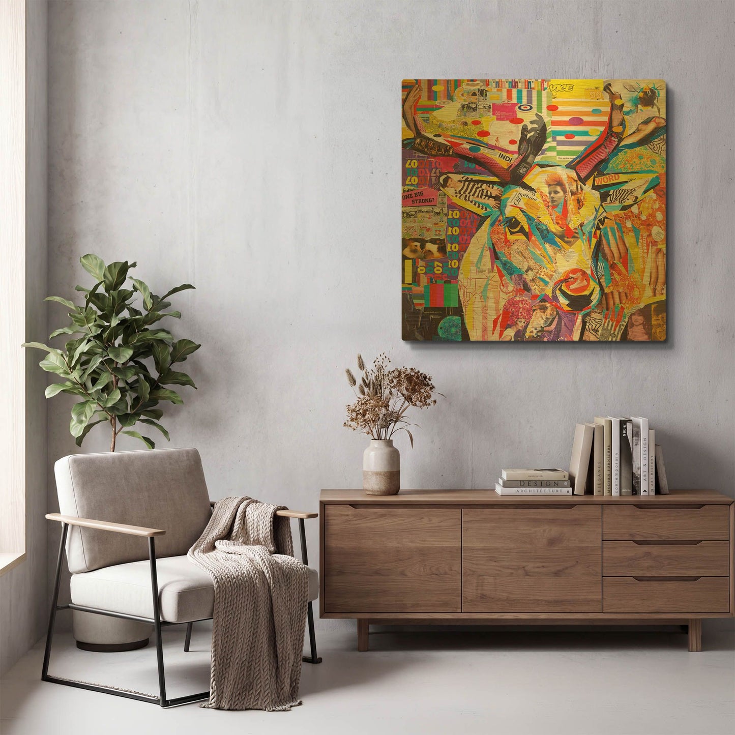 'Funky Deer' By Grey Gold Metal Wall Art