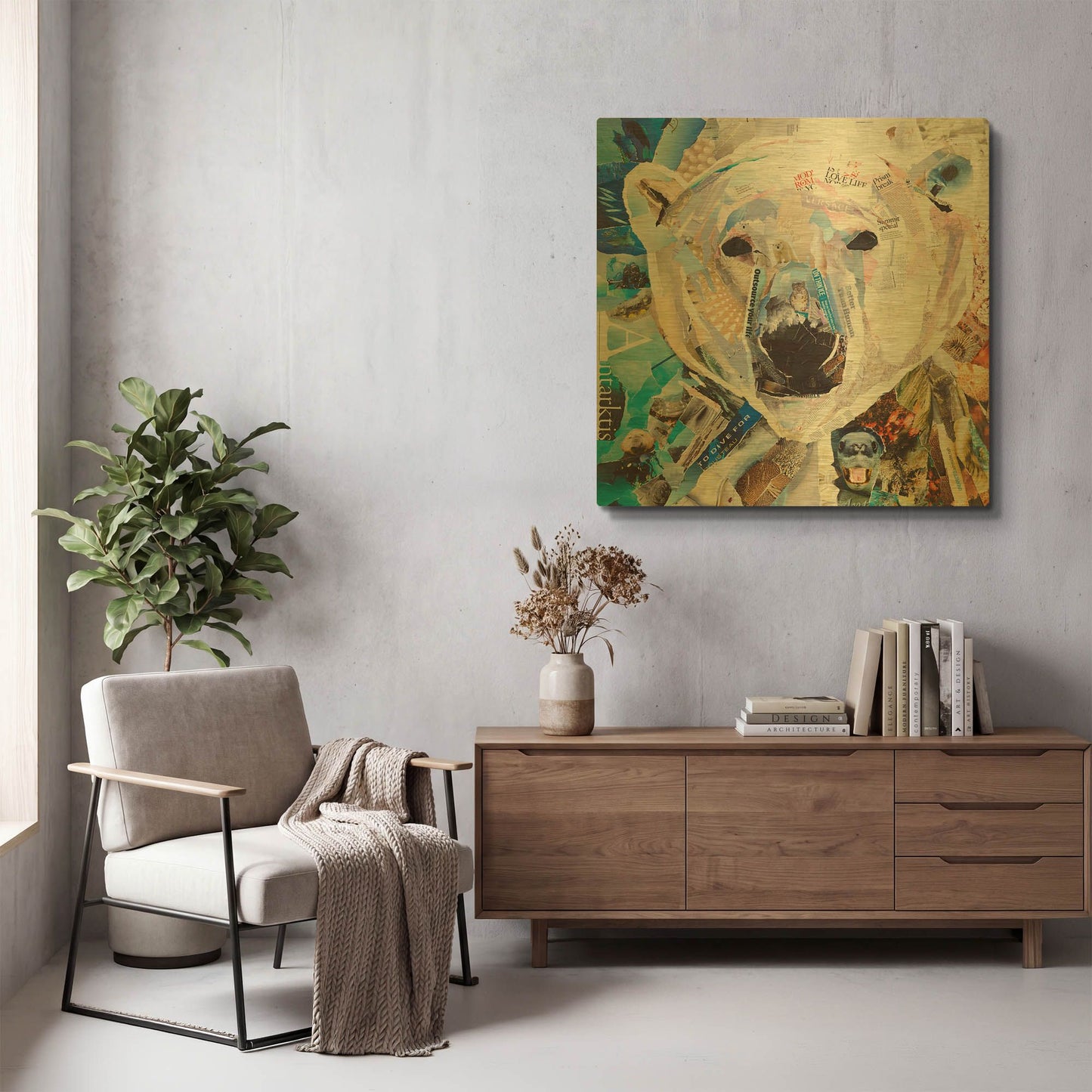 'Polar Bear' By Grey Gold Metal Wall Art